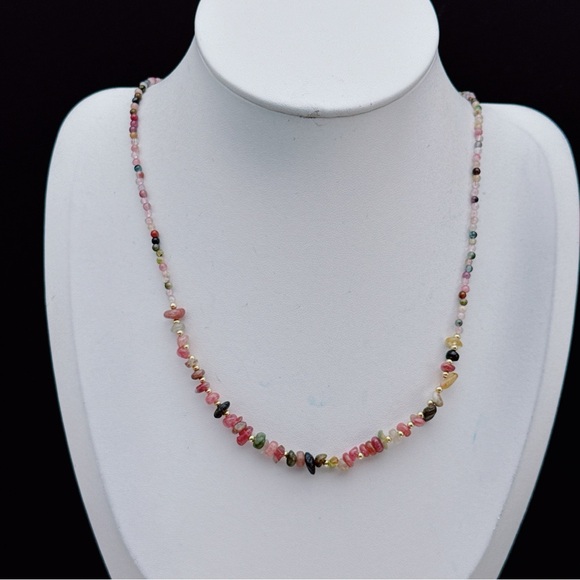 GB68 Handmade Rainbow Tourmaline Triple Layer Bracelet Necklace 2in1 - Picture 11 of 11